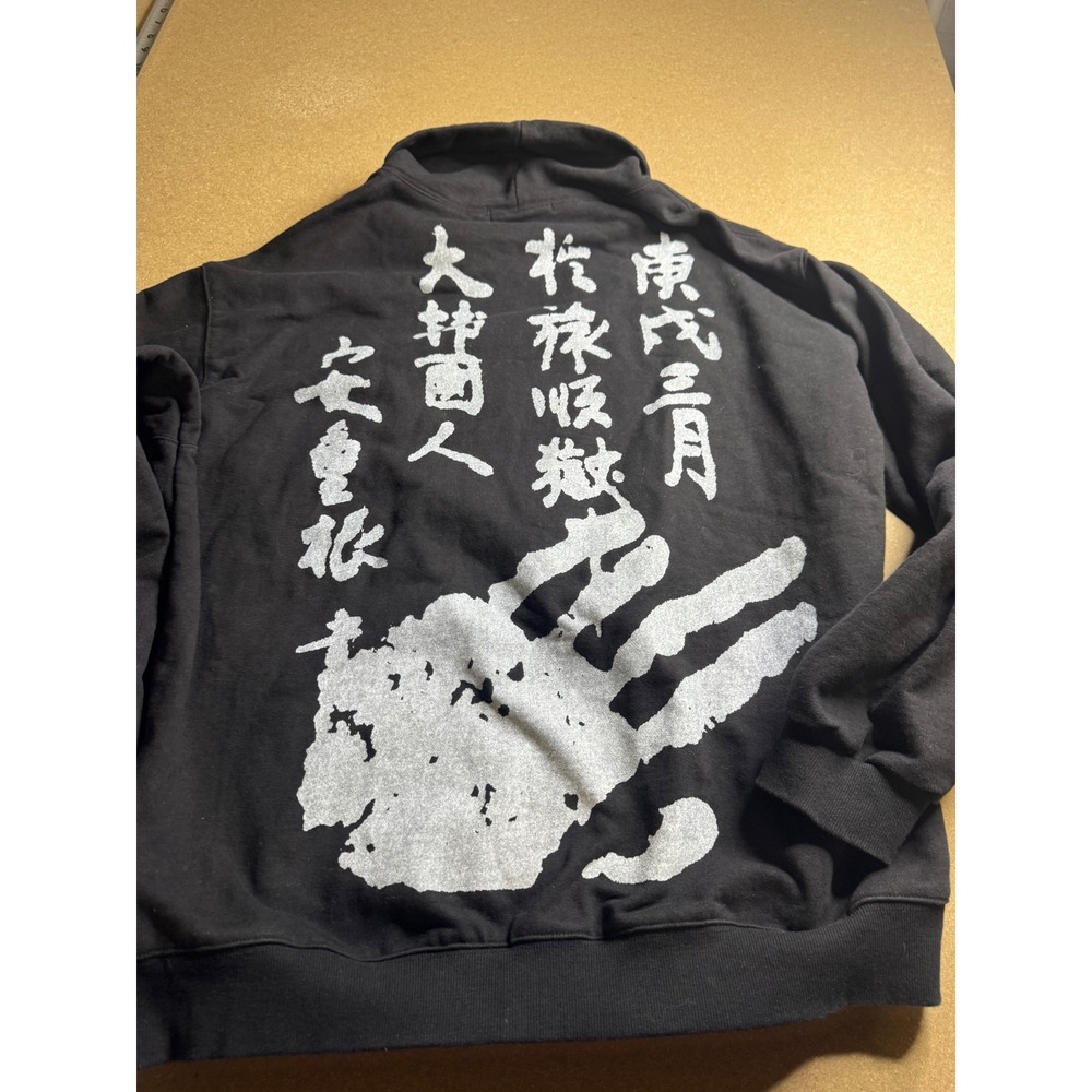 Compagno Mens Black Turtleneck Sweatshirt Korean Graphic‎ Handprint Thomas Large
